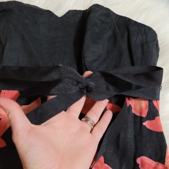 RW CO Strapless 100% Linen 100% Cotton A-Line Floral Sweetheart Neckline Sz 4 - Picture 6 of 16